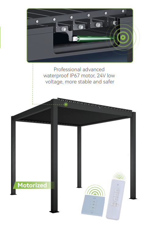 4×6m Heavy Duty Motorised Louvered Pergola with LED Light – Perth