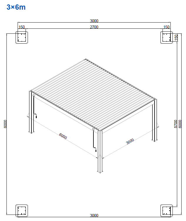 3x6m Heavy Duty Louvered Pergola in Perth – Freestanding Aluminum Gazebo with Adjustable Roof