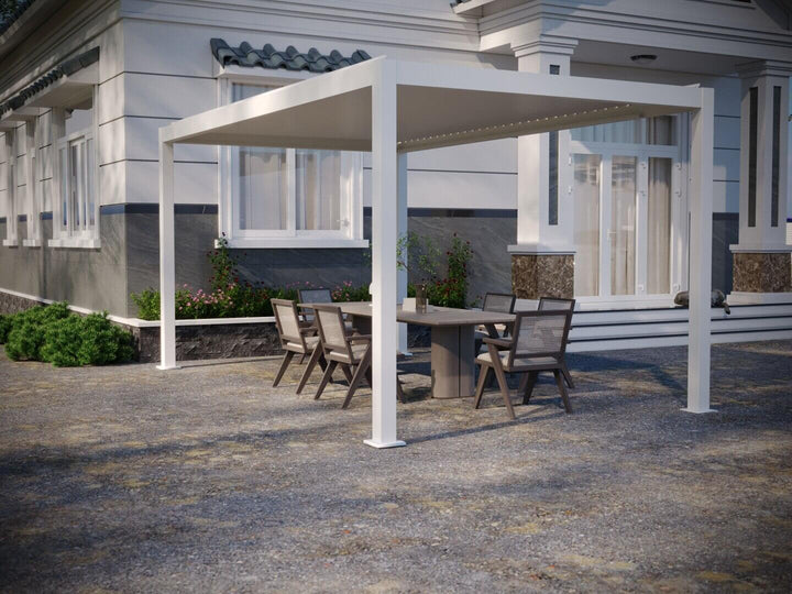 Evershade Open Louvered Pergola available in Perth – durable steel louvers and aluminum frame with adjustable roof for optimal sun and rain protection, perfect for outdoor space