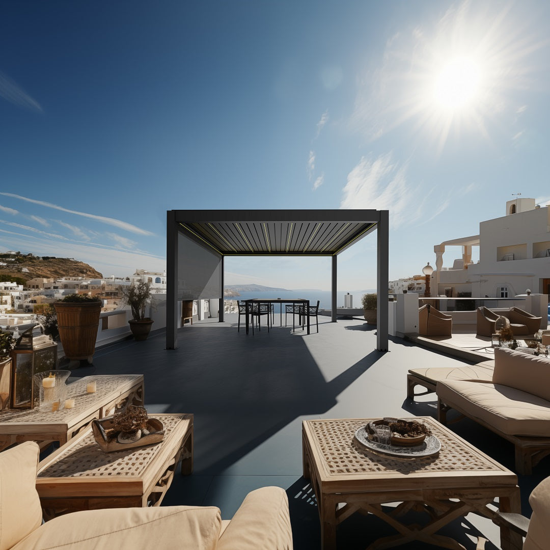 4×6m Heavy Duty Motorised Louvered Pergola with LED Light – Perth