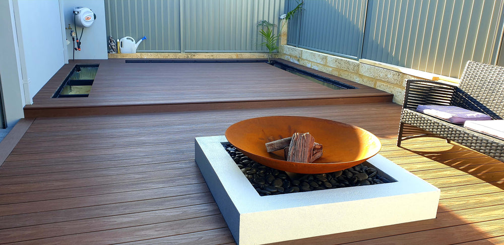 Premium Jarrah Solid Composite Decking board available in Perth – durable and low-maintenance decking solution with realistic wood look for outdoor spaces