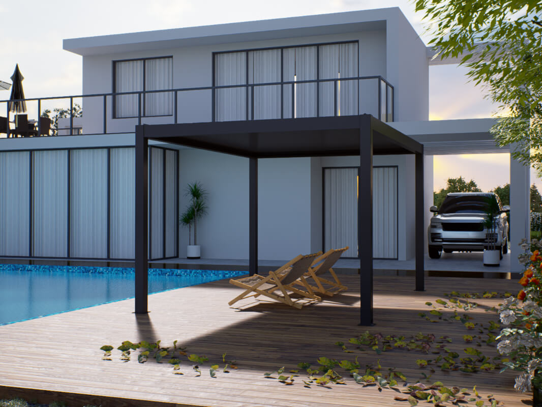 manual louvered pergola installed in Perth backyard