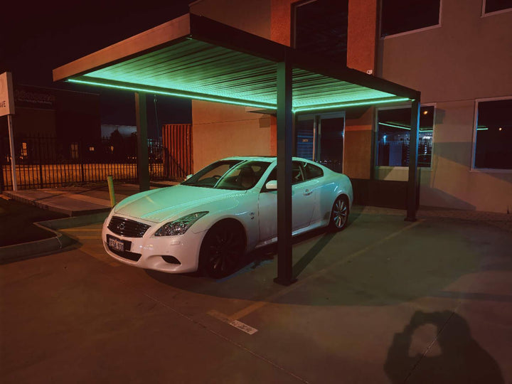 3x5.4 m Modern Aluminium LED Carport with Manual Louver Roof