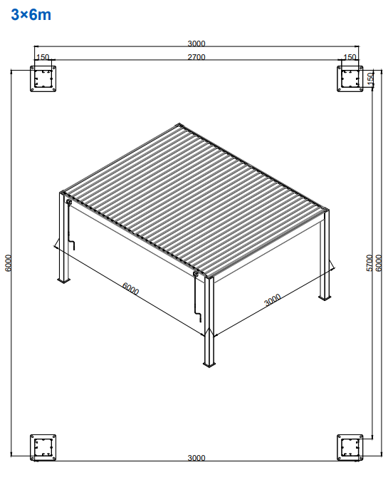 Heavy Duty 3x6m Louvered Pergola in Perth – Freestanding Aluminum Gazebo with Adjustable Roof