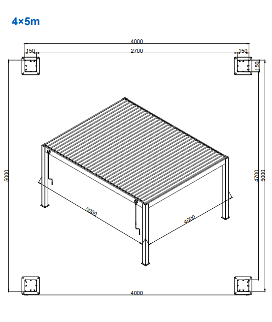 Heavy Duty 4x5m Louvered Pergola in Perth – Freestanding Aluminum Gazebo with Adjustable Roof
