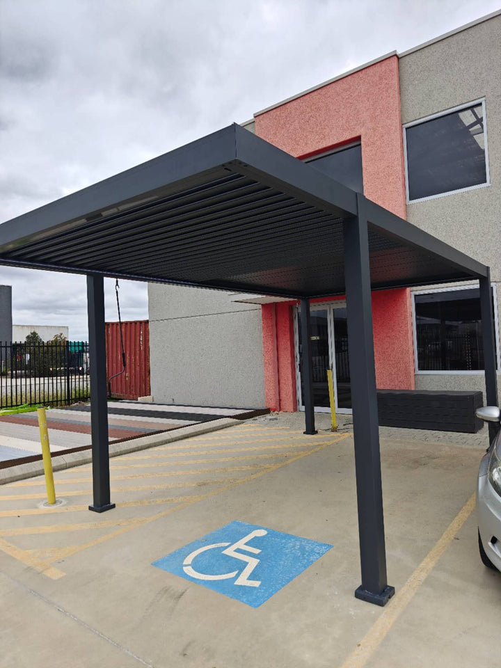 3x5.4 m Modern Aluminium LED Carport with Manual Louver Roof