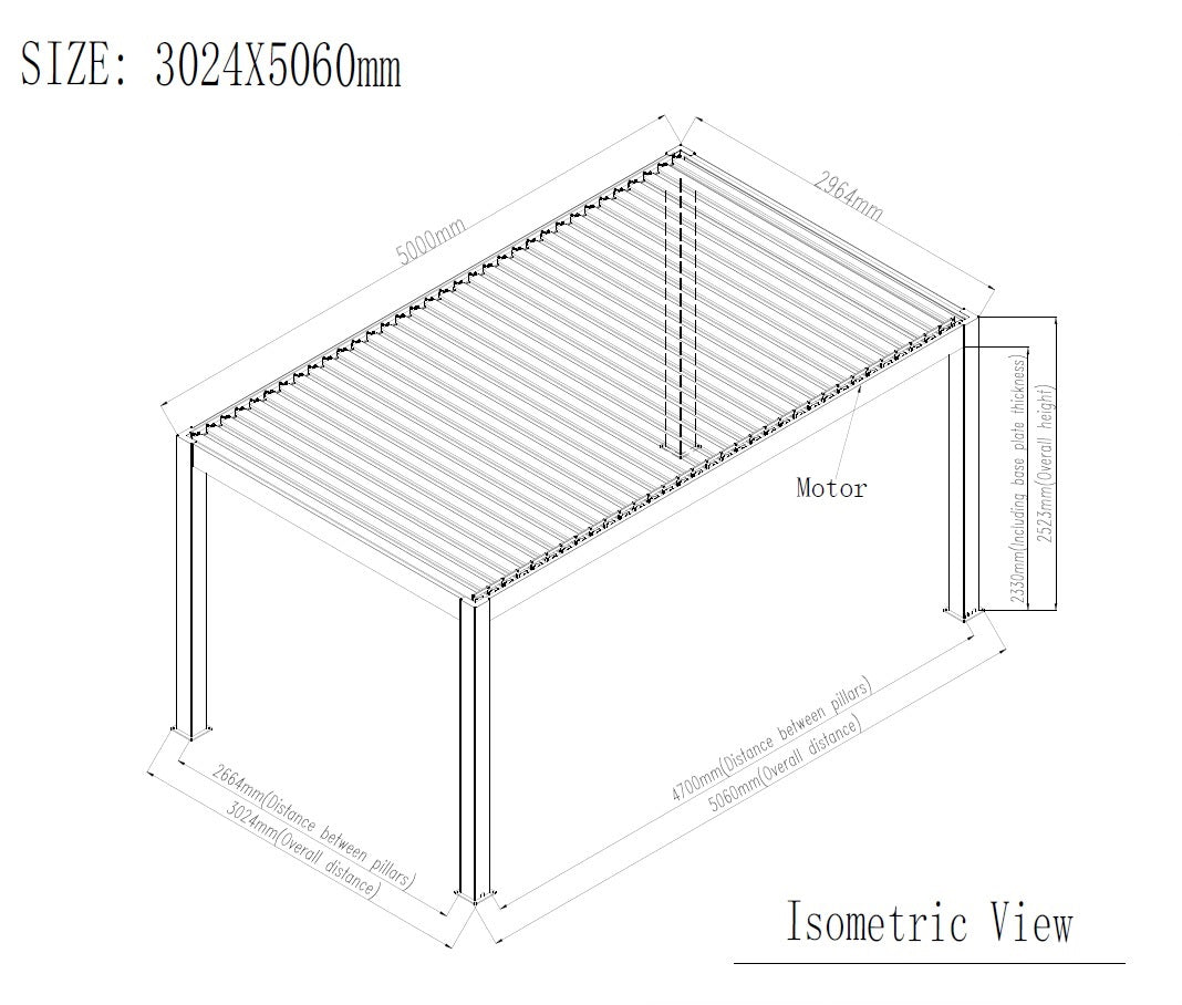 3×5m Heavy Duty Motorised Louvered Pergola with LED Light – Perth