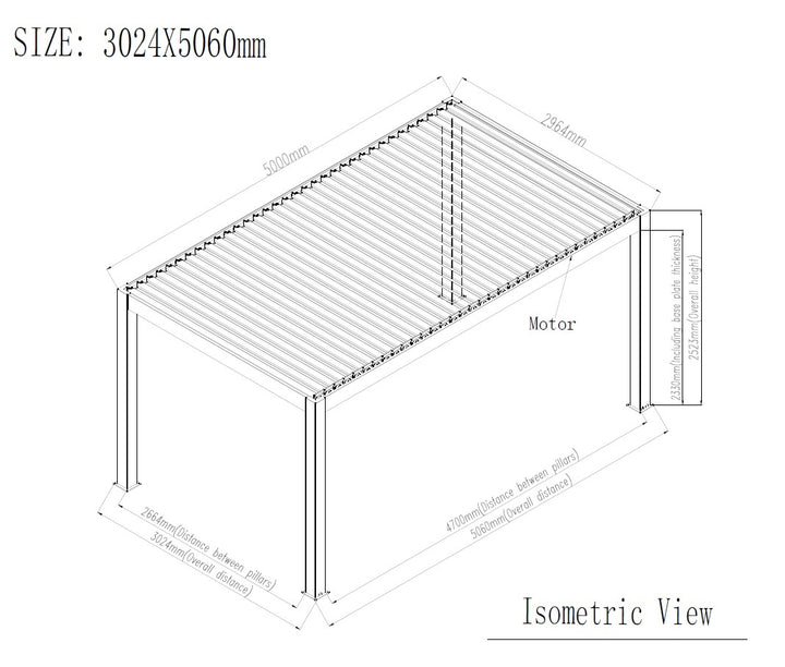 3×5m Heavy Duty Motorised Louvered Pergola with LED Light – Perth