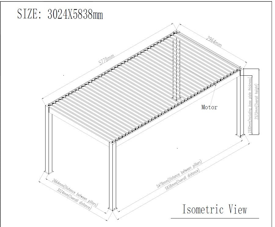 3×6m Heavy Duty Motorised Louvered Pergola with LED Light – Perth