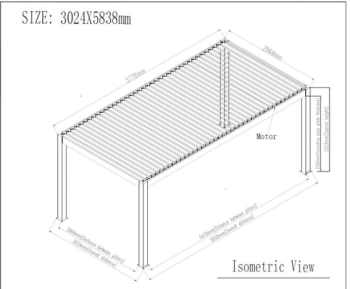 3×6m Heavy Duty Motorised Louvered Pergola with LED Light – Perth