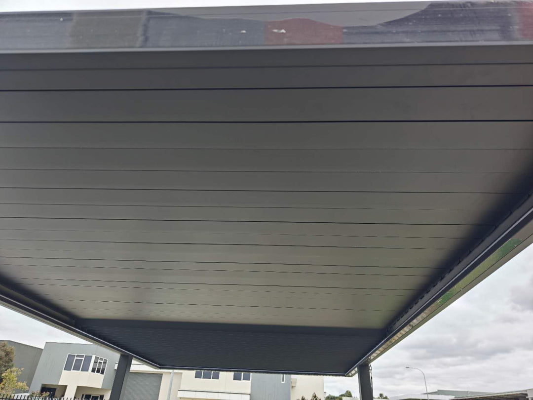 3x5.4 m Modern Aluminium LED Carport with Manual Louver Roof