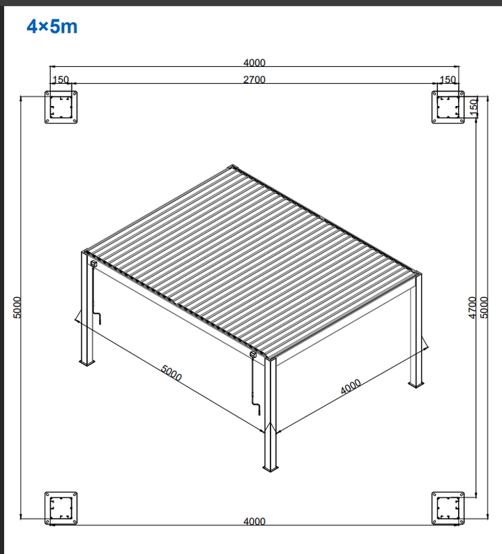 4x5m Heavy Duty Louvered Pergola in Perth – Freestanding Aluminum Gazebo with Adjustable Roof