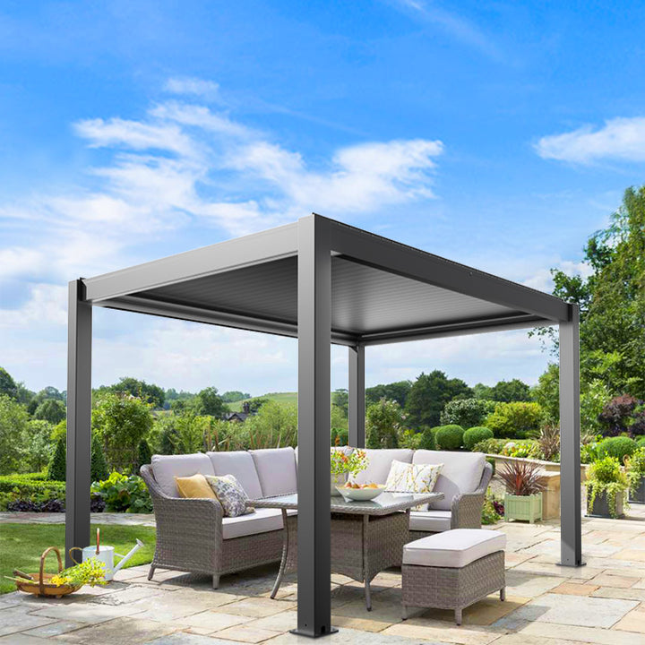 Motorised Aluminium Pergola 3×3m with LED Lighting – Luxury Outdoor Living in Perth