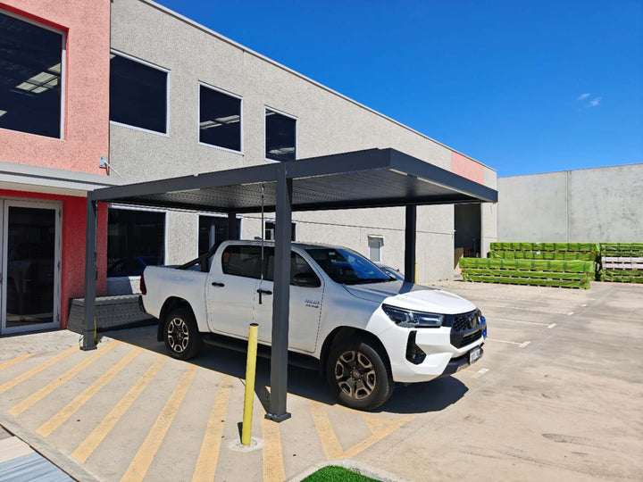 3x5.4 m Modern Aluminium LED Carport with Manual Louver Roof