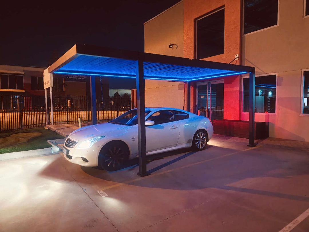 3x5.4 m Modern Aluminium LED Carport with Manual Louver Roof