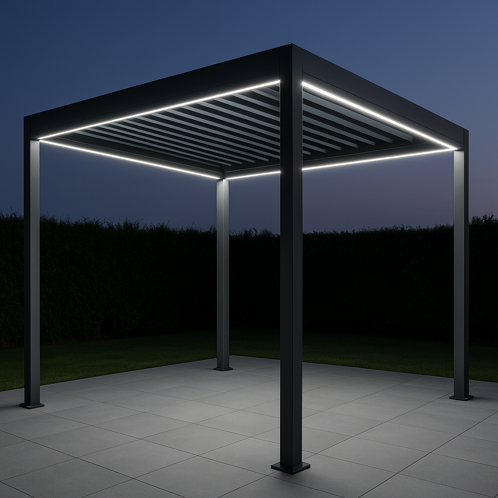 Motorised Aluminium Pergola 3×4m with LED Lighting – Luxury Outdoor Living in Perth