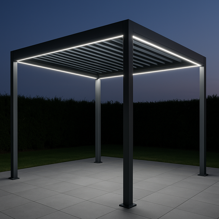 Motorised Aluminium Pergola 3×4m with LED Lighting – Luxury Outdoor Living in Perth