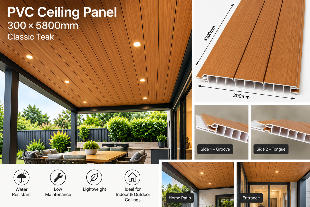 PVC Ceiling Panel 300x5800mm – Classic Teak