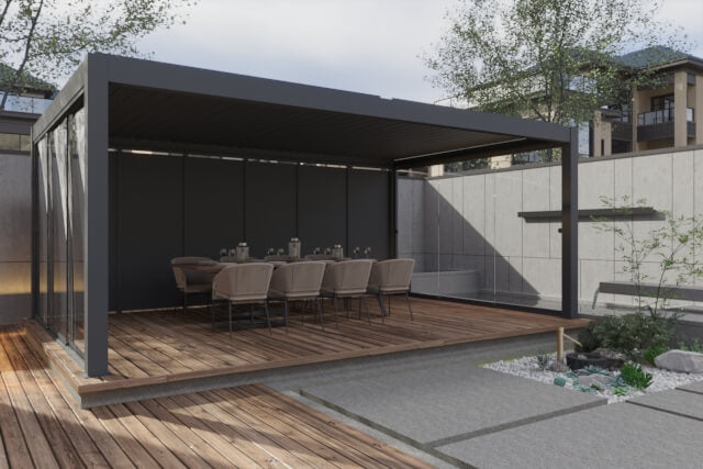 Heavy duty louvered pergola installed in a modern backyard in Perth