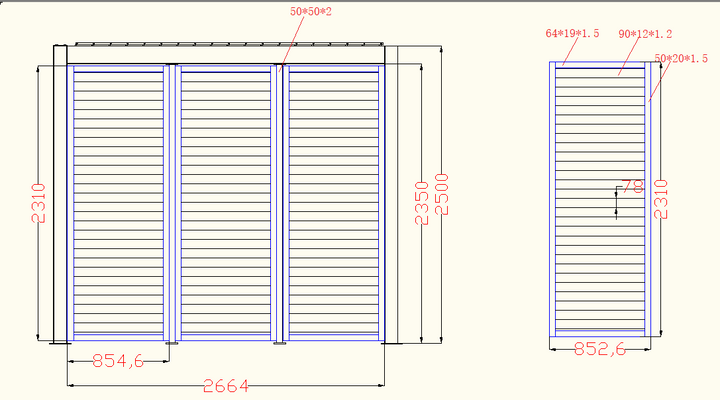 3m Sliding Louvered Privacy Screen (3-Panel) – For New Wave Manual Pergolas
