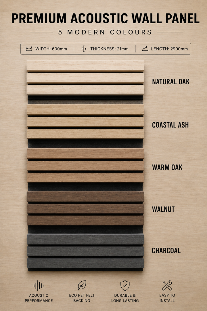 Premium Acoustic Wall Panel 600×2900x21 mm –  Natural Oak