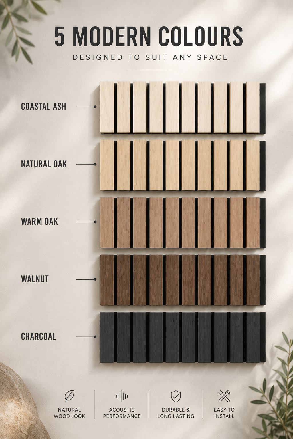 Premium Acoustic Wall Panel 600×2900x21 mm – Natual Oak
