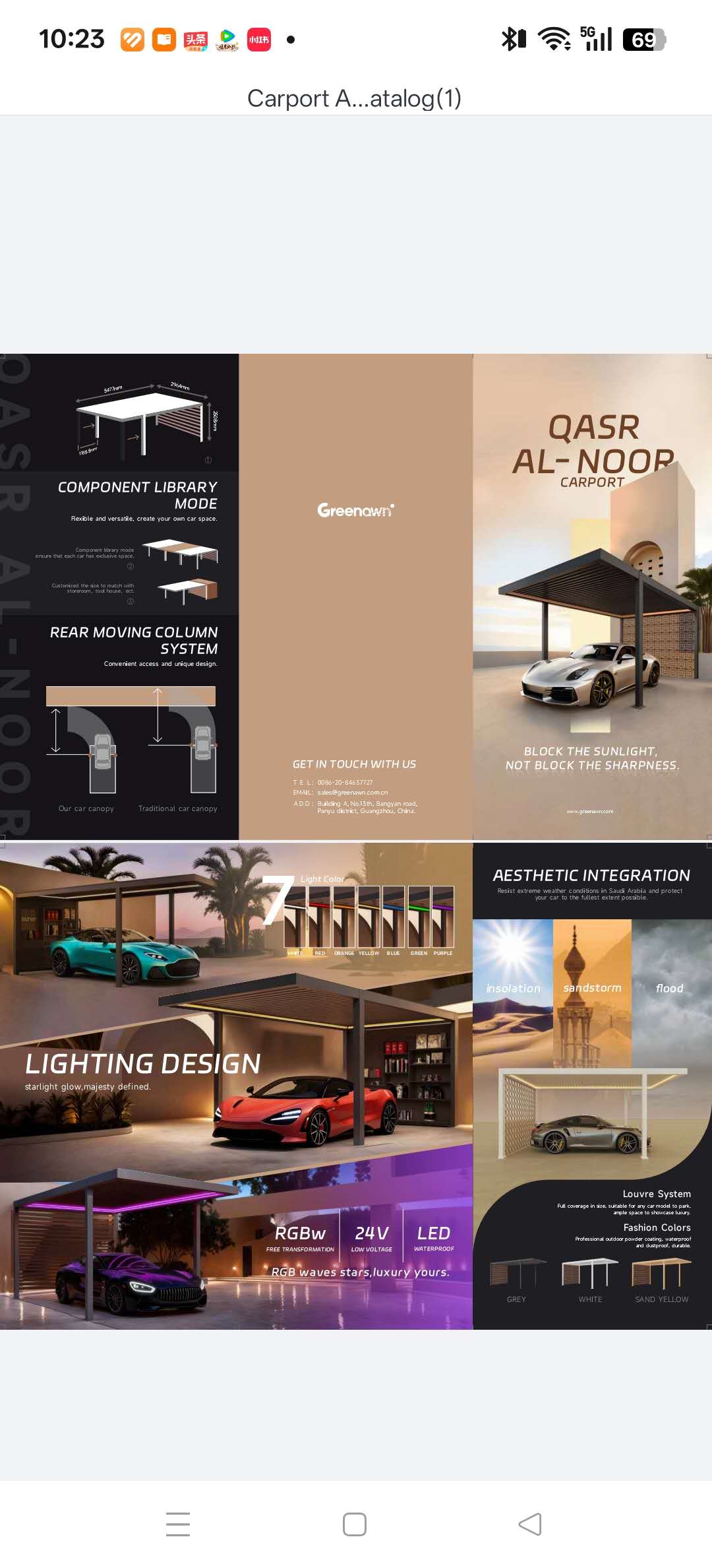 3x5.4 m Modern Aluminium LED Carport with Manual Louver Roof