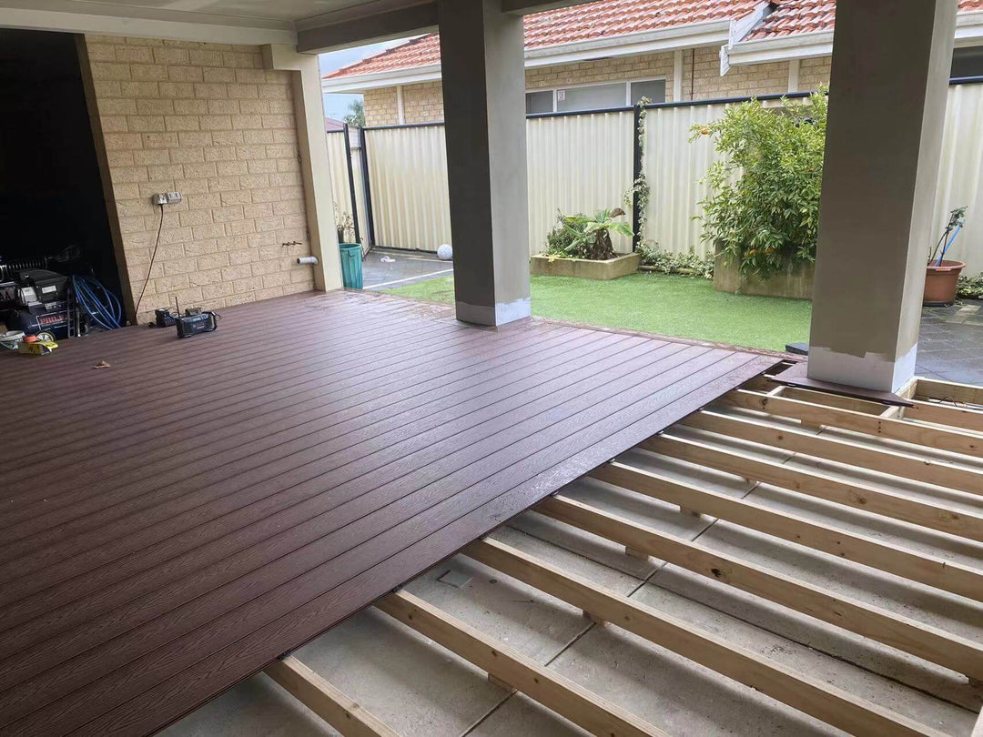 Classic Jarrah Composite Decking board available in Perth – durable and low-maintenance decking solution with realistic wood look for outdoor spaces