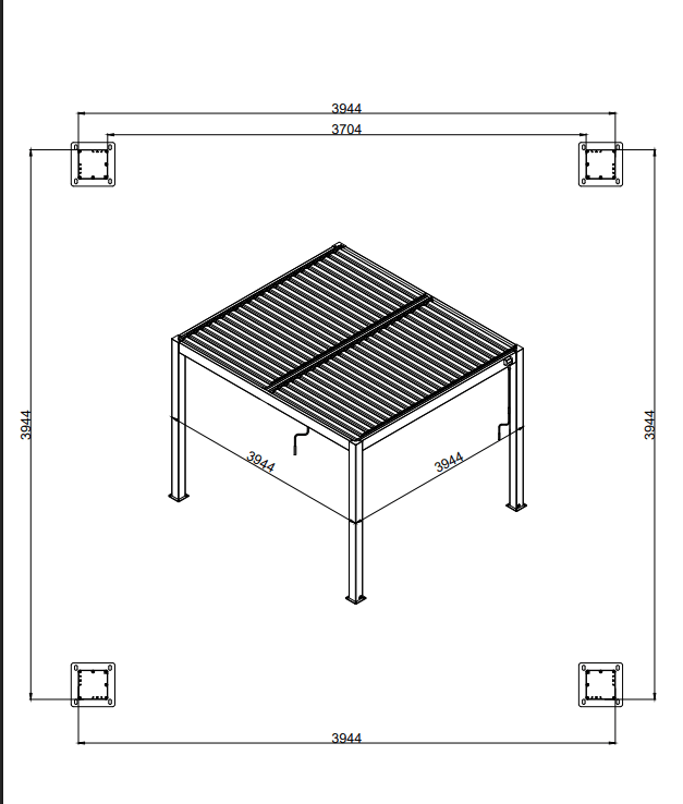 Durable louvered pergoal