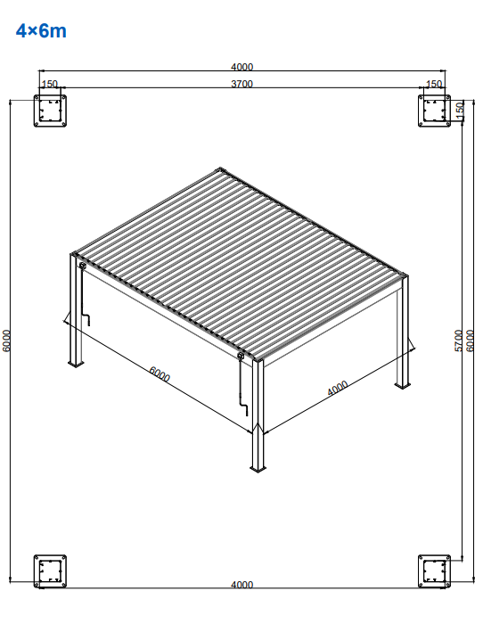 Heavy Duty 4x6m Louvered Pergola in Perth – Freestanding Aluminum Gazebo for Outdoor Living