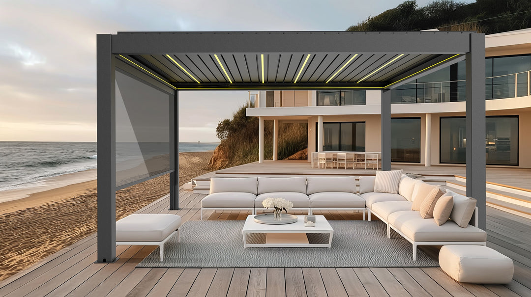 Motorised Aluminium Pergola 4×6m with LED Lighting – Luxury Outdoor Living in Perth