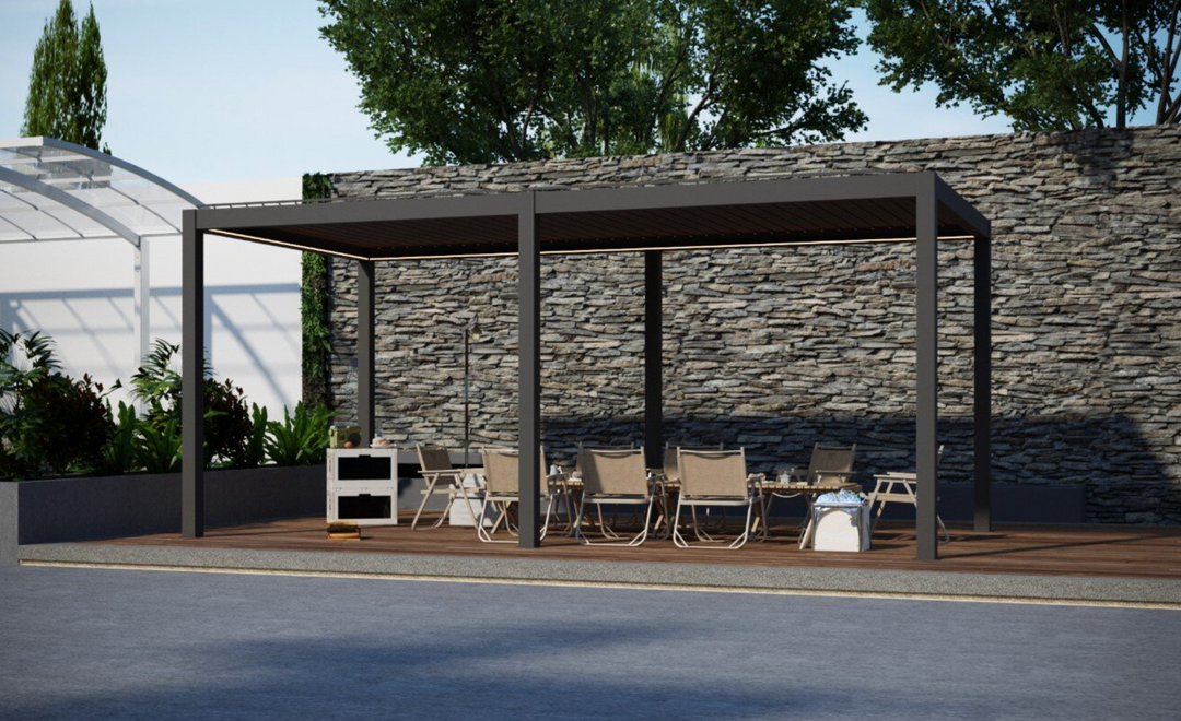 3x5m Aluminum Louvered Pergola – Durable Freestanding Gazebo with Adjustable Roof for Outdoor Living