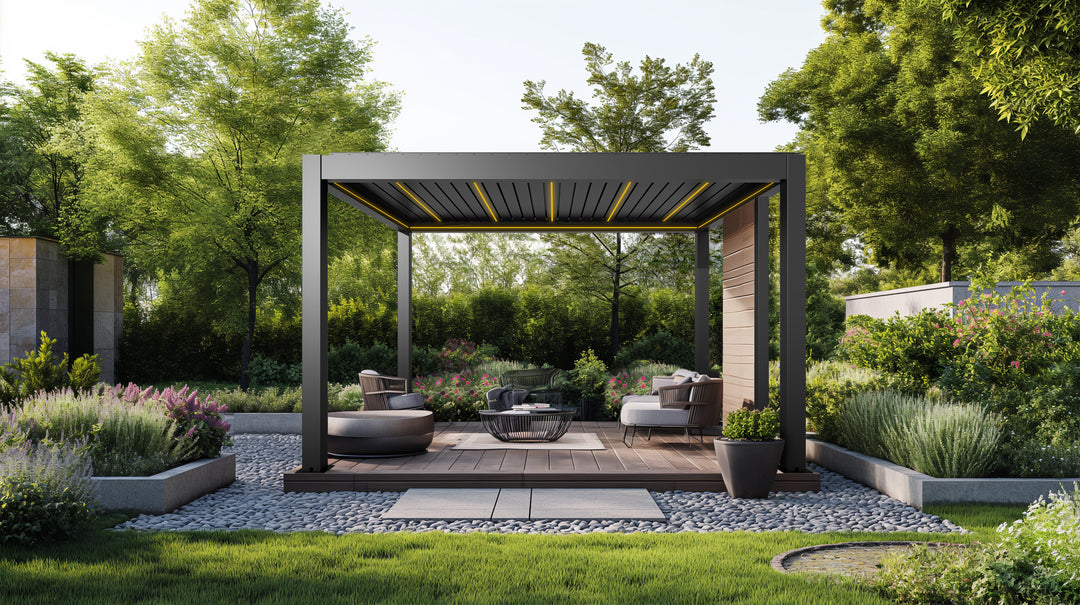 4×4m Heavy Duty Motorised Louvered Pergola with LED Light – Perth