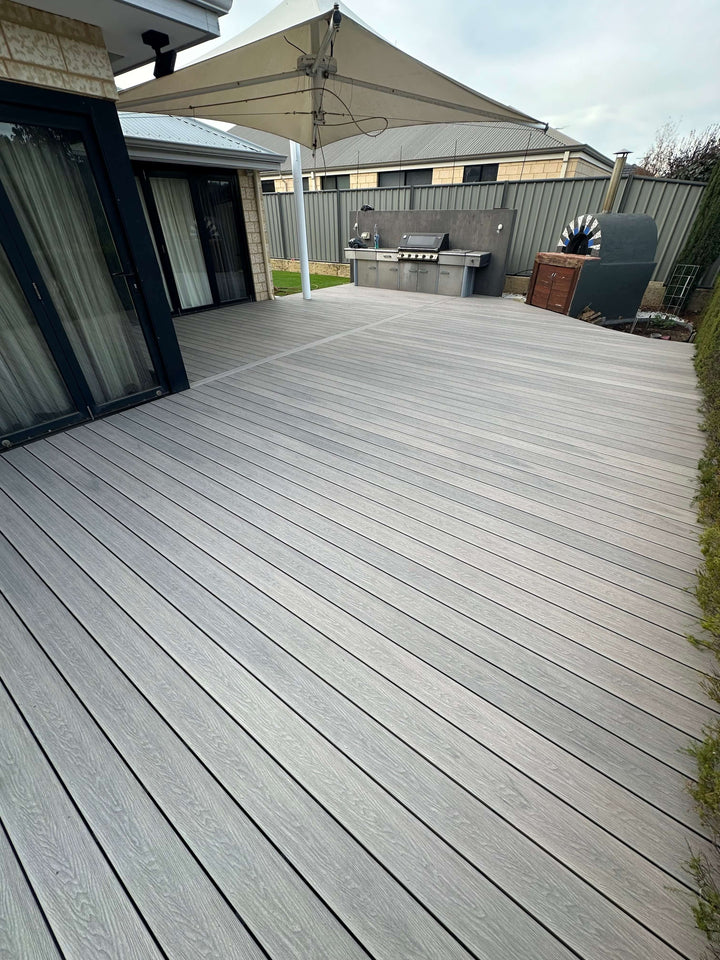 Premium Sandstone Composite Decking board available in Perth – durable and low-maintenance decking solution with realistic wood look for outdoor spaces