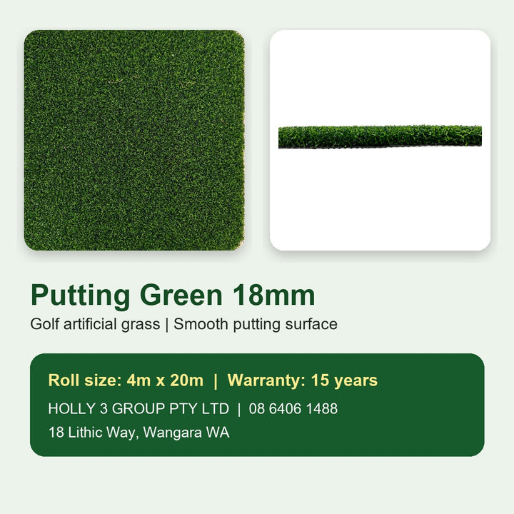 18mm Synthetic Golf Putting Green Turf | Artificial Grass | 4m × 20m Rolls | Perth
