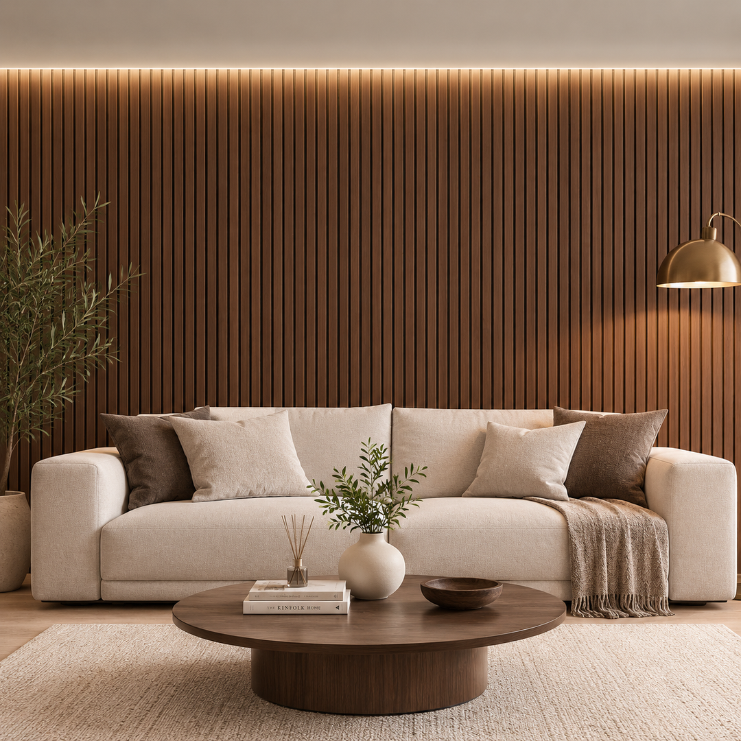 Premium Acoustic Wall Panel 600×2900x21 mm –Walnut